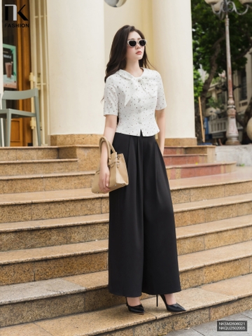 Sơ mi hoa nhí vạt nơ NKSM2606021 ( Áo rời không kèm CV/Qu/PK )