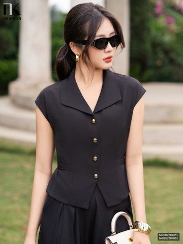 Sơ mi vai chờm đai eo điệu đà, hiện đại NKSM2604015