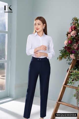 NK FASHION Quần Ống Đứng Cạp Kiểu Hai Cúc Đồng NKQU2302004