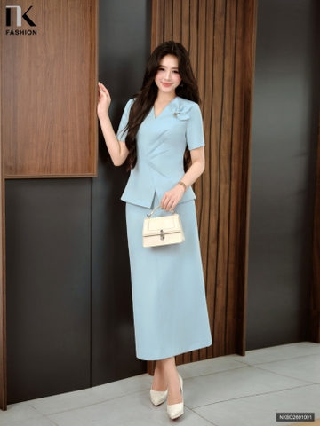 Set kí giả ly eo + chân váy A gọn gàng, lịch sự NKBD2601001