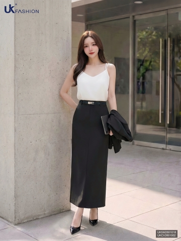Chân váy bút chì moi cúc trẻ trung UKCV2601002