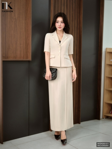 Kí giả cổ ve 3 cúc thanh lịch, gọn gàng NKSM2601011