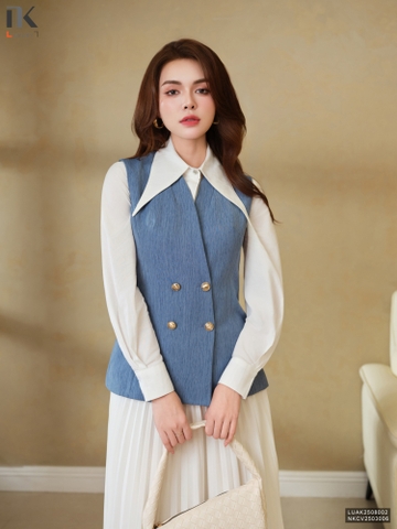 Áo ghile cổ neo 4 cúc sang chảnh LUAK2508002