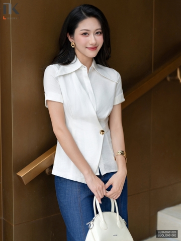 Sơ mi cổ đức súp vạt kiểu dáng mới sang chảnh LUSM2601023