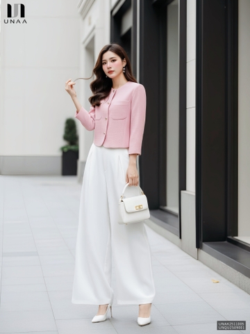 Áo khoác dạ cổ tròn 2 túi ốp dày dặn, ấm áp UNAK2511005