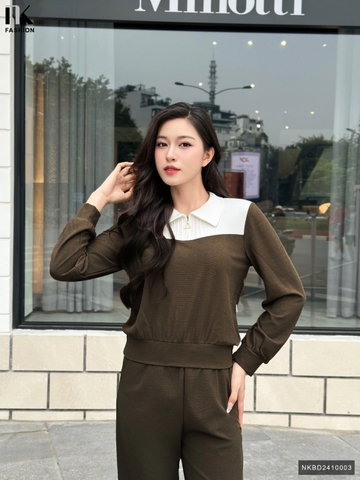 Bộ Đồ Thể Thao Phối Cổ NK Fashion Công Sở Nữ Năng Động, Thoải Mái Vải Mềm Mịn NKBD2410003