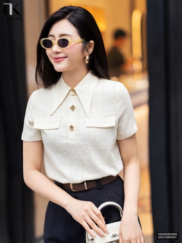 Sơ mi cúc sang xịn, cơ bản xen hiện đại NKSM2603006