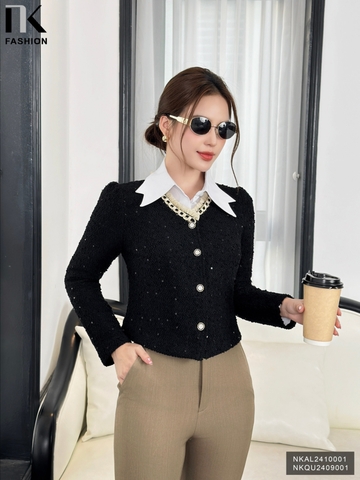 Áo Dạ Chun Bèo Cổ NK Fashion Công Sở Nữ Sang Trọng, Nữ Tính Vải Mềm Mại NKAL2410001