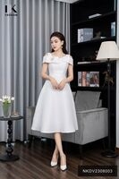 Đầm Xòe Vai Chờm NK Fashion Cao Cấp, Sanh Chảnh NKDV2308003