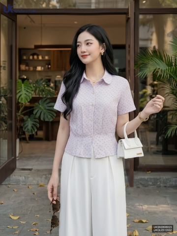 Sơ mi hoa nhí cổ sen súp UKSM2606023 ( Áo rời ko kèm CV/QU/PK )