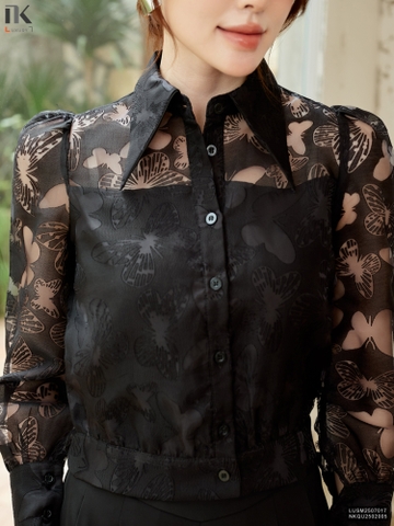 Sơ mi cổ đức bo gấu hồ điệp xinh sang LUSM2507017