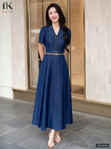 Đầm denim mềm mịn sang trọng cực chất LUDV2601001