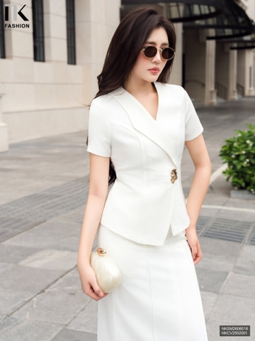 Áo xếp ly vạt cổ NKSM2606018 ( Áo rời không kèm CV/QU/PK )