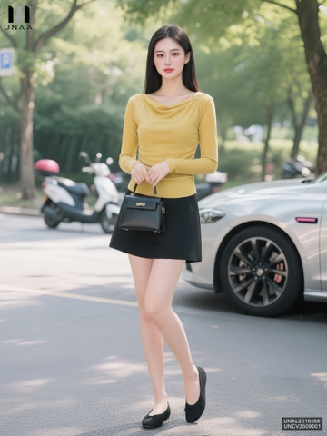 Áo len nhún lệch cực trẻ trung và dễ mặc UNAL2510008