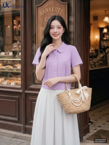 Sơ mi cổ sen súp eo kép UKSM2605005 ( Áo rời ko kèm CV/PK )