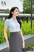 Áo Sơ Mi Biến Kiểu Xếp Vai NK Fashion Công sở Nữ Thanh Lịch Vải Mềm Mịn NKSM2405018