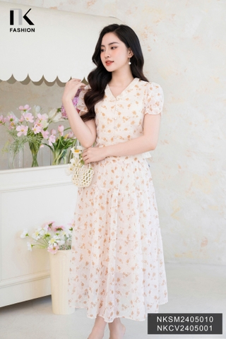 NK Fashion Chân Váy Hoa Nhún Tầng Thời Trang, Nữ Tính, Nhẹ Nhàng NKCV2405001