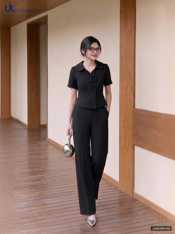 Bộ đồ sơ mi hoa lan + quần ống đứng ( Set bao gồm áo + quần ống đứng )