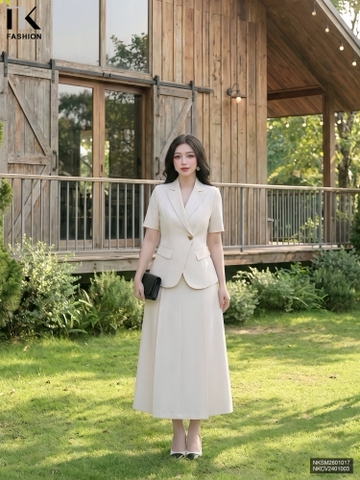 Blazer giao cúc đơn cộc tay thanh lịch NKSM2601017