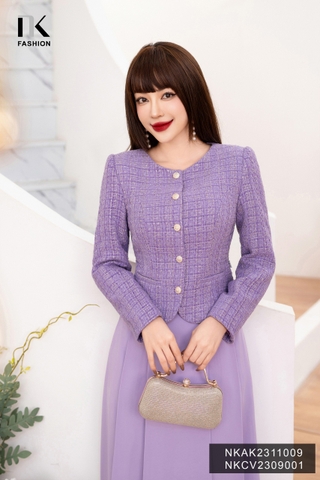 Áo Khoác Dạ Text Cổ Trơn, Sang Trọng, Thanh Lịch NKAK2311009