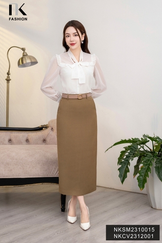 Chân váy công sở dáng dài bút chì SK209 Krfashion style Hàn Quốc đẹp vải Co