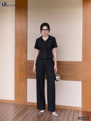 Bộ đồ sơ mi hoa lan + quần ống đứng ( Set bao gồm áo + quần ống đứng )