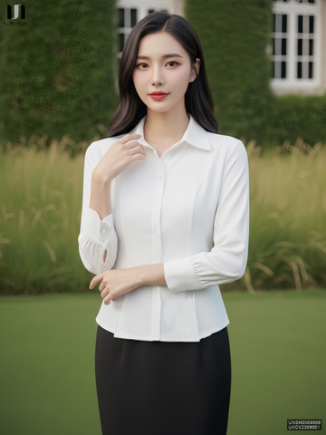 Sơ mi cổ sen peplum thanh lịch, nhẹ nhàng UNSM2509009