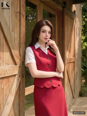 Set gile + chân váy a dài thanh lịch NKBD2511003