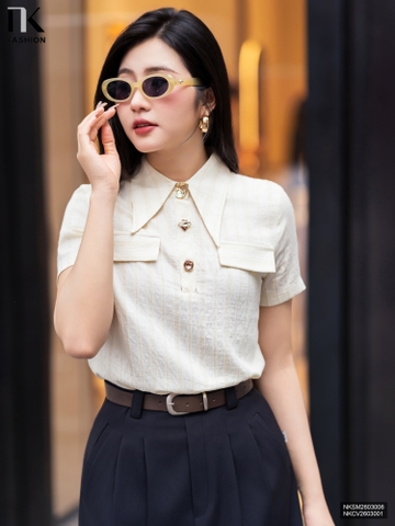 Sơ mi cúc sang xịn, cơ bản xen hiện đại NKSM2603006