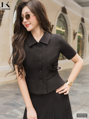 Ký giả 2 lớp hoa 3D NKSM2607003 ( Áo rời không kèm CV/QU/PK )