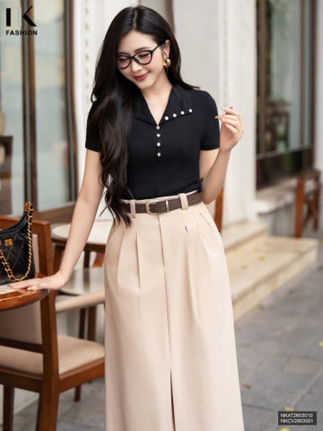 Áo thun cổ vạt V trẻ trung, mát mẻ NKAT2603010