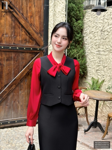 GHILE cúc bọc nhẹ nhàng, tinh tế, ghép set vest đẹp NKSM2409004