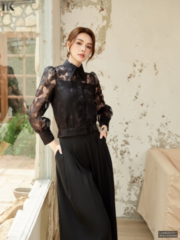 Sơ mi cổ đức bo gấu hồ điệp xinh sang LUSM2507017