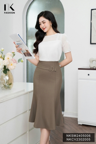 Áo Sơ Mi Tơ Nhũ Bấu Mí NK Fashion Công Sở Nữ Thanh Lịch Thời Trang Vải Mềm Mịn NKSM2405006