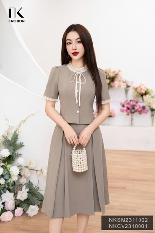 Áo Sơ Mi Nếp Cúc Ngọc Bèo Cổ Sang Trọng, Nữ Tính NKSM2311002