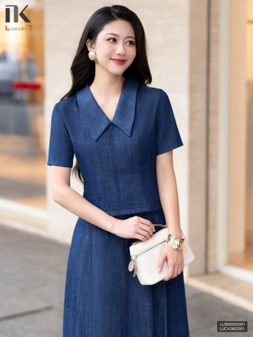 Sơ mi cổ v khóa thanh lịch nhẹ nhàng, phong cách LUSM2602001