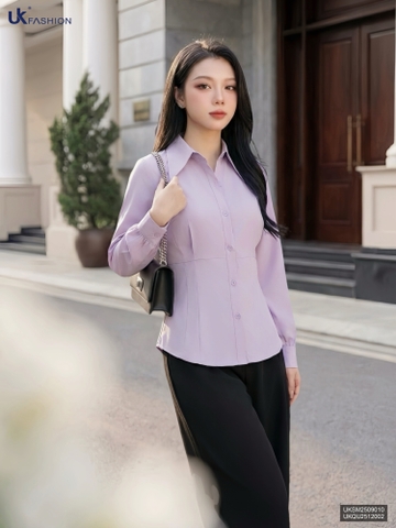 Sơ mi cổ đưc lý eo kép dễ mặc tôn eo UKSM2509010