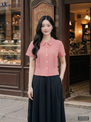Sơ mi cổ sen súp eo kép UKSM2605005 ( Áo rời ko kèm CV/PK )