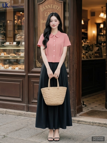Sơ mi cổ sen súp eo kép UKSM2605005 ( Áo rời ko kèm CV/PK )