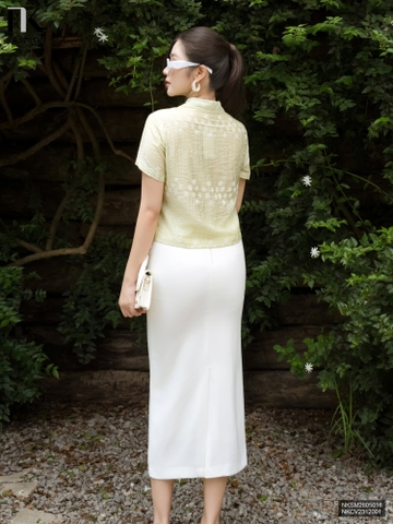 Sơ mi croptop cổ đức hoa mát lịm, nhẹ nhàng, thoải mái NKSM2605016