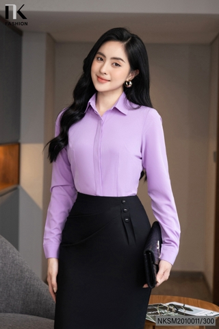 Áo Sơ Mi Dài Tay Cổ Đức Nẹp Dấu Khuy cơ bản phù hợp nhiều kiểu dáng NKSM2010011 ( Ko kèm QU/CV/PK)