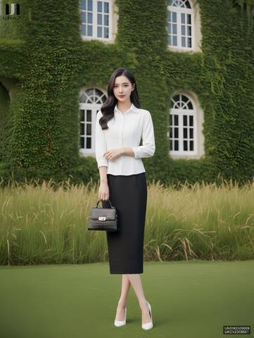 Sơ mi cổ sen peplum thanh lịch, nhẹ nhàng UNSM2509009