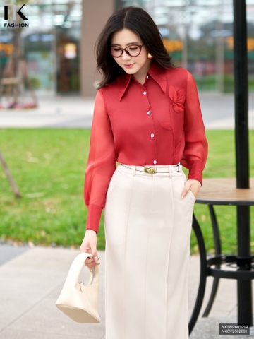 Sơ mi cổ đức tơ tằm mềm mát, dễ mặc NKSM2601019