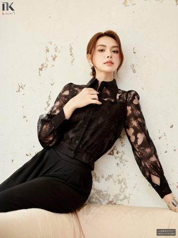 Sơ mi cổ đức bo gấu hồ điệp xinh sang LUSM2507017