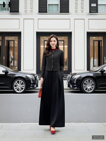 Áo khoác dạ cổ tròn 2 túi ốp dày dặn, ấm áp UNAK2511005