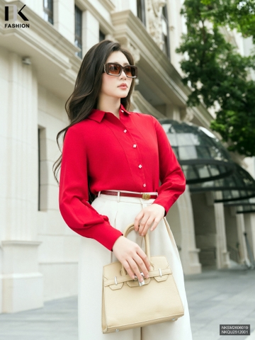 Sơ mi cúc hoa lá cổ bẻ NKSM2606019 ( Áo rời, không kèm CV/QU/PK )