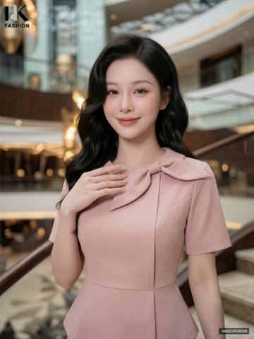 Set áo cổ sen vạt nơ + chân váy bút chì NKBD2606008 ( Gồm cả áo + Chân váy )