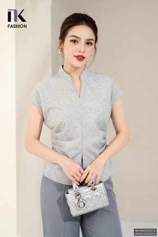 Sơ ni cổ tàu V xếp eo, kiểu dáng mới, sang xịn không ngờ NKSM2502015