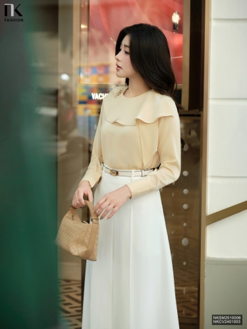 Sơ mi tiệc vạt cổ bay kiểu mới lạ, siêu sang chảnh NKSM2510006