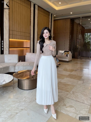 Áo len lá cổ mí kép kiểu cách, dịu dàng NKAL2510003